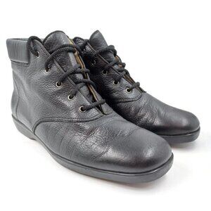 Ros Hommerson Boots Womens Sz 6.5 Black Leather Ankle Lace-up Casual All Season